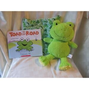 Frog story bag stuffed animal book matching handmade bag toad on the road